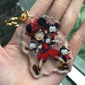 Keychain Anime Jinlei Laser Cut Glitter Keychain Custom Double Sided Printed Japan Design Anime Character Acrylic Charm