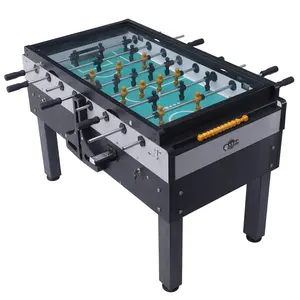 JX-139 Standar Profesional 55 "Atas Kaca 5 Kaki Batang Besi Tahan Karat Dioperasikan Koin Meja Foosball HPL