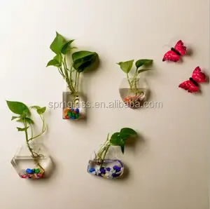 Pyrex Glass Material Unique Home Decoration Hydroponics Vase Fish Tank Wall Mounted Glass Vase