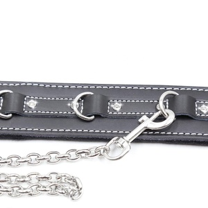 Vera pelle per adulti catena con colletto BDSM per uomini giocattoli sessuali <span class=keywords><strong>Bondage</strong></span> Fetish Slave abbigliamento <span class=keywords><strong>Bondage</strong></span> tra cui <span class=keywords><strong>collare</strong></span> collo <span class=keywords><strong>Bondage</strong></span> - Product Image 6