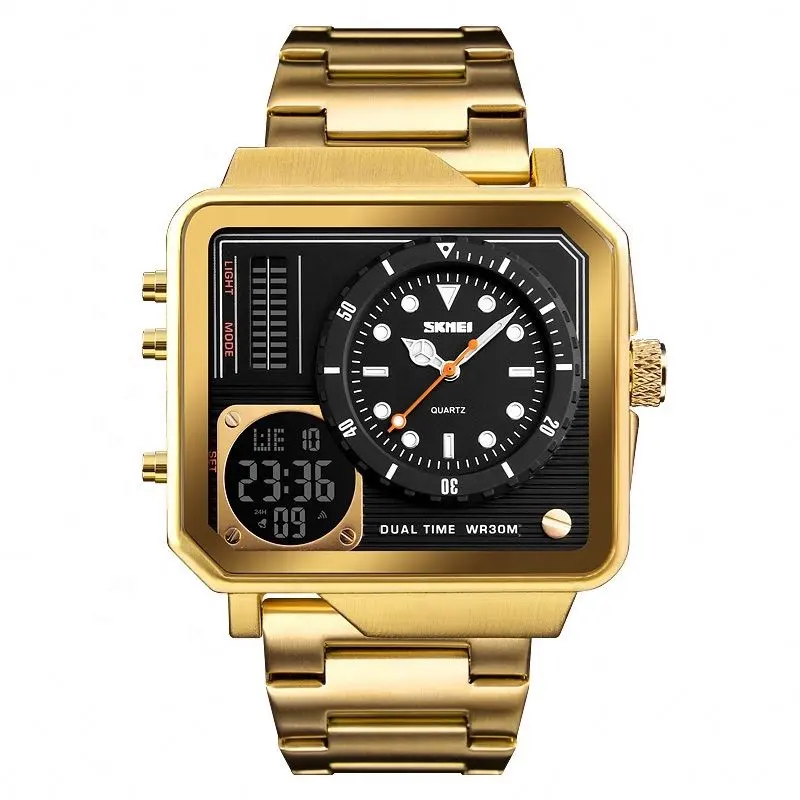 Skmei 1392 fashion gold waterproof clock sport analog digital wrist watch men original brand
