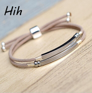 Custom Adjustable 925 Sterling <strong>Silver</strong> Jewelry <strong>Cuff</strong> Charm String <strong>Silver</strong> <strong>Bracelet</strong> Men - Product Image 1