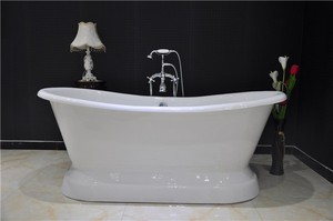 Baignoire en porcelaine blanche, 1700mm, motif enroulée, socle en fonte, pour baignoire d'hôtel - Product Image 2