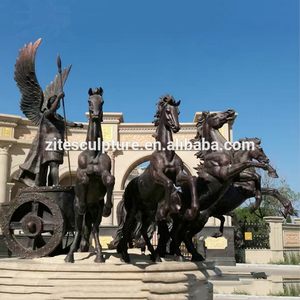 Grande statue de sculpture en bronze de char et de cheval d'Apollon en fonte de laiton - Product Image 2