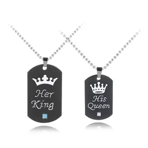 Wish ออนไลน์ Black ของเธอ King คู่สร้อยคอเครื่องประดับ Queen คู่สร้อยคอ