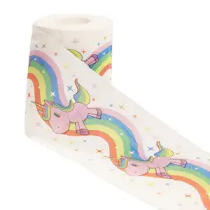 Horas getDigital unicornio arco iris papel higiénico rollo de papel higiénico caja de regalo incluye 1 roll 200 hojas 3-ply 4 rollos/paquete