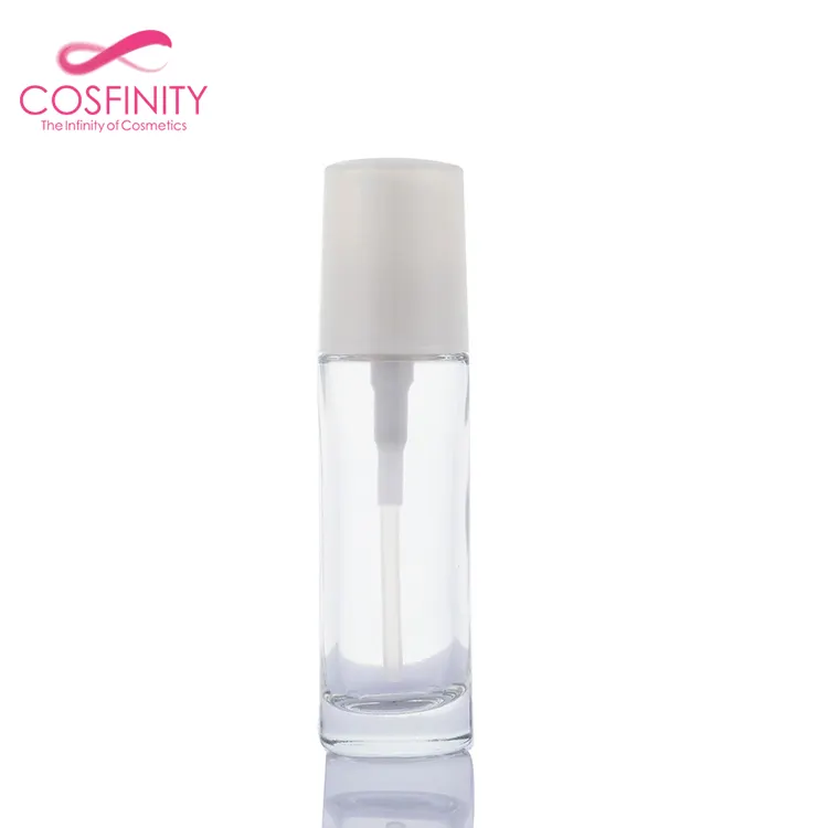 化粧包装サプライヤー透明プレスガラス瓶液体ファンデーション容器