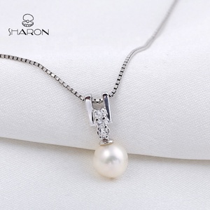 Bridal Singolo <span class=keywords><strong>Collana</strong></span> di <span class=keywords><strong>Perle</strong></span> <span class=keywords><strong>Collana</strong></span> di <span class=keywords><strong>Perle</strong></span> Da Sposa Argento D'acqua dolce della Perla Della <span class=keywords><strong>Collana</strong></span> Del Pendente - Product Image 2