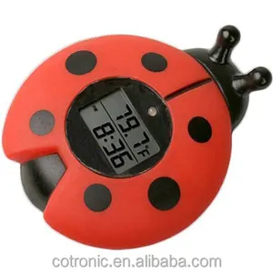 ladybug bath and room thermometer with time