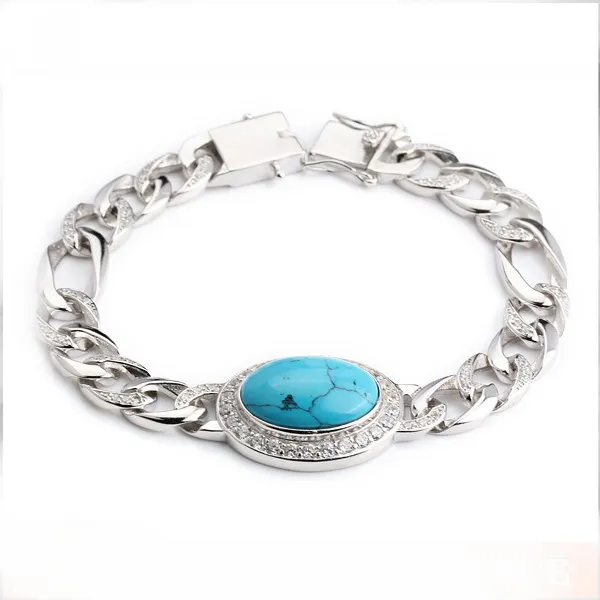 Groothandel Zaad Kralen Armband Turquoise Steen Armband Maken Zilveren Sieraden Zilveren Edelsteen Armband Voor Vrouwen