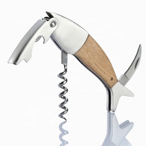 <strong>Bar</strong> <strong>Tools</strong> Selling Customized logo Fish 3D Wooden Handle Fish Shaped Wine Opener Corkscrew - Product Image 1