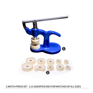 Nuovo Pressa Manuale per Cristalli e Coperchi Fondello <span class=keywords><strong>Orologi</strong></span> con 12 Matrici in Plastica - Strumento per <span class=keywords><strong>Riparazione</strong></span> <span class=keywords><strong>Orologi</strong></span> - Product Image 4