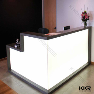 אופנה עגול מחשב שולחן לבן מעוקל דלפק קבלת - Product Image 3