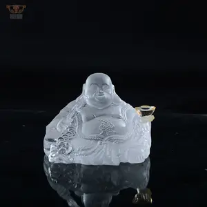 Mini Estatuilla de Buda de Cristal para Coche, Amuleto de Feng Shui con Abanico de Hoja de Espada - Product Image 1