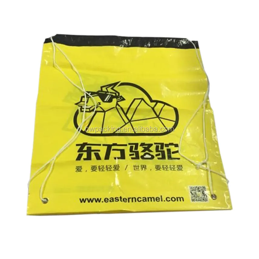 Promosi kustom hadiah bisnis tali pegangan 30cm toko plastik tali ransel Menggambar tali tas dengan logo