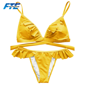 De Courroie De gaine Rose 2018 Sexy <span class=keywords><strong>Mature</strong></span> Bikini Néoprène Maillots De Bain Avec Cami À Froufrous - Product Image 5