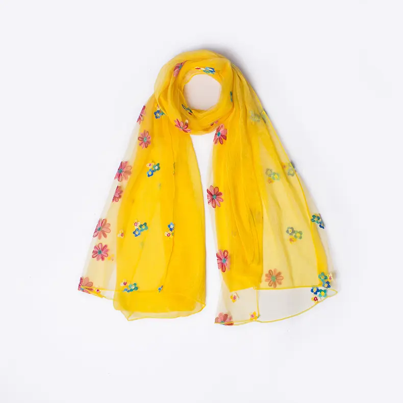 Cosum fashion multicolor hangzhou silk scarf embroidered flower scarf women scarf shawl