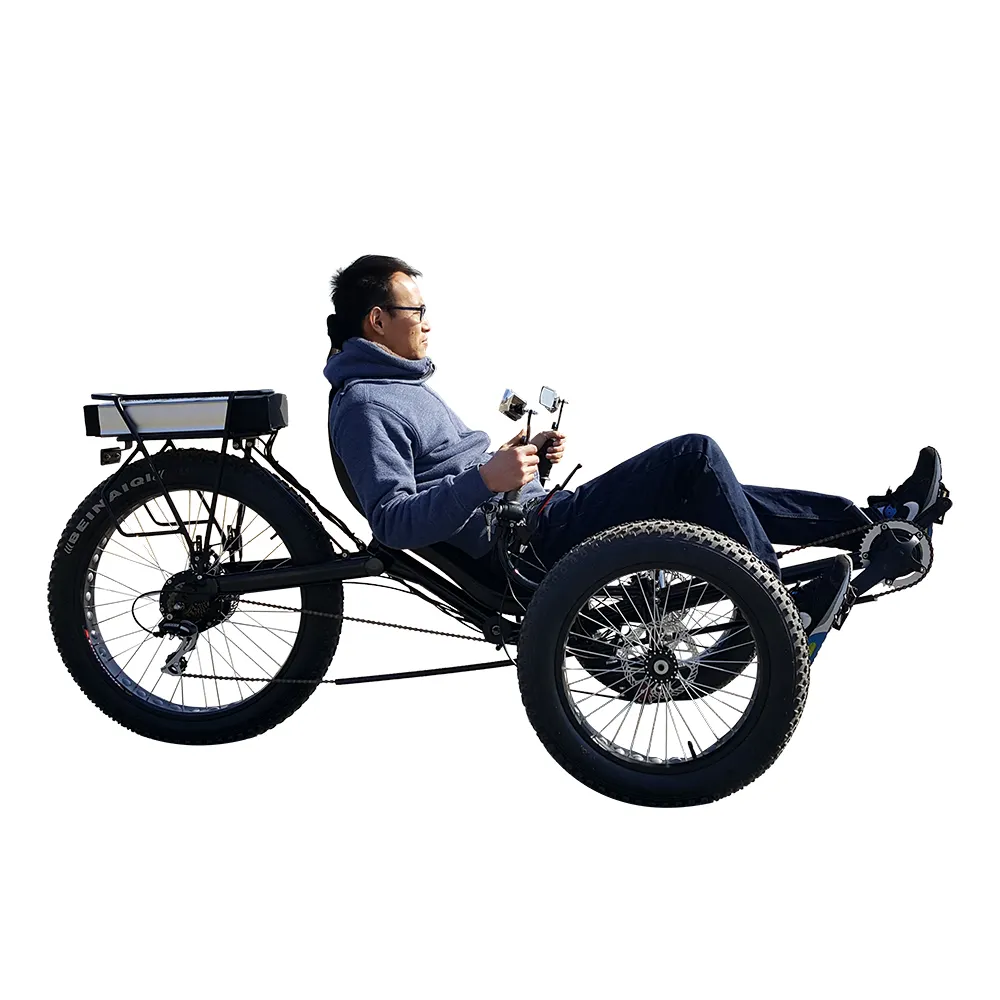 Free Door to Door Shipping 3 Wheel Adults Outdoor Sports Foldable Fat Tyre Recumbent Trike Electric Pedal Assist Drift Tricycle