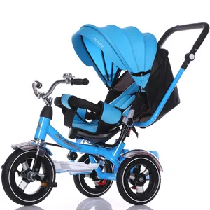 Sıcak satış 2023 çocuk pedal yürüteç üç tekerlekli bisiklet mavi bebek taht arabası