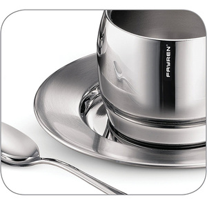 Set di Tazza e Piattino per Tè e <span class=keywords><strong>Caffè</strong></span> Riutilizzabile Ecologico Personalizzato in Acciaio Inox a <span class=keywords><strong>Doppia</strong></span> <span class=keywords><strong>Parete</strong></span> da 5,5 Once - Product Image 3