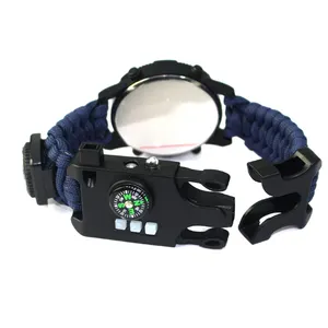 Multifunktion ale Werkzeugs ätze Outdoor Travel Notfall Armband Taschenlampe EDC Survival Paracord Armbanduhr