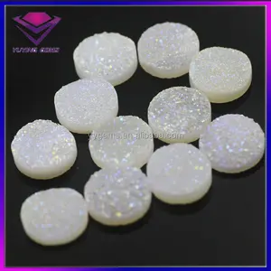 8mm Flat Round Shape Opal Colore Bianco Naturale Druzy Pietra Agata