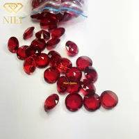 Venta al por mayor suelto ronda de corte de diamante sintético claro grande decorativo de vidrio rojo gemas piedras preciosas para mostrar
