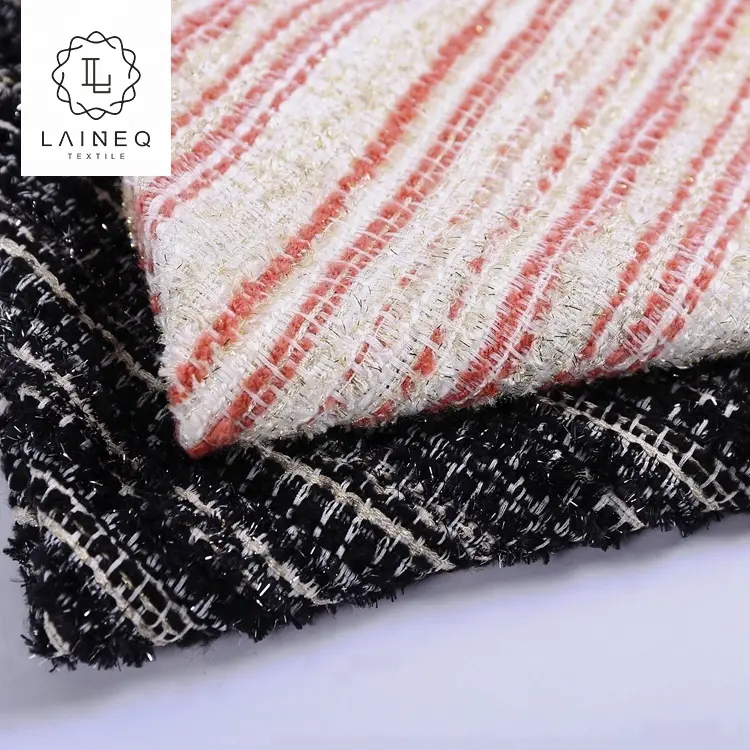 2021 mais novo preto texturizado rosa hong kong tweed boucle lã chenille tecido