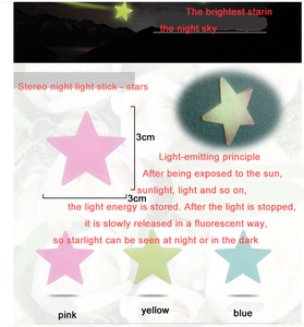 Yiwu a buon mercato all'ingrosso eco-friendly colori misti materiale PP bambini camera da letto parete stelle luminose adesivi - Product Image 4