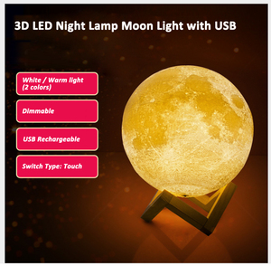Personnalisé 8-20 cm Luna Lune Night Light <span class=keywords><strong>Lampes</strong></span> 3D Capteur Tactile LED Lampe De Table De Chevet Dimmable Bébé Pépinière lampe - Product Image 2