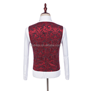 Abito da sposa da <span class=keywords><strong>uomo</strong></span> smoking <span class=keywords><strong>rosso</strong></span> da sposo costumi di scena per cantante abito maschile su misura con pantaloni miglior <span class=keywords><strong>uomo</strong></span> Blazer (giacca + pantaloni + gilet) - Product Image 4
