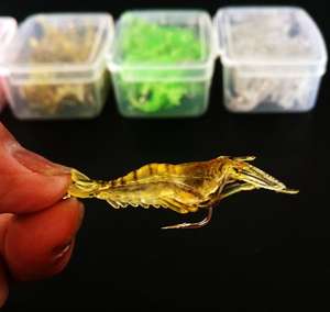 10 pz/scatola Esca da Pesca Artificiale in Plastica Morbida, Simulazione Gamberetto/Gambero 4cm 2g con Amo - Product Image 3