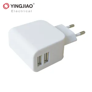 Yingjiao ที่ชาร์จกล้องไร้สาย USB 2พอร์ต5V,หัวปลั๊กเสียบแบบยุโรปแบบติดผนังอุปกรณ์จ่ายไฟเพื่อความปลอดภัยในบ้าน