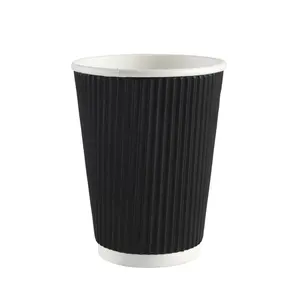 Wholesale Ripple Wall Paper Coffee Cup Disposable Insulated PaperCups for Hot Drinking