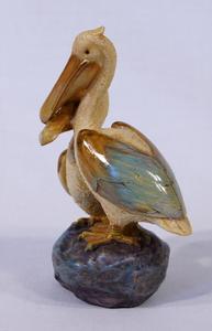 Groothandel Polyresin Vogel Beeldjes Hand Geschilderd Twin Pelican Vogel Liefhebbers Beeldje