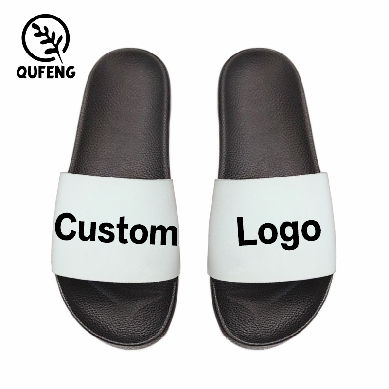 Qufeng обуви Ева плотная слайд сандалии, черный ПВХ мужские слайд сандалии логотип слайд сандалии мужские Тапочки