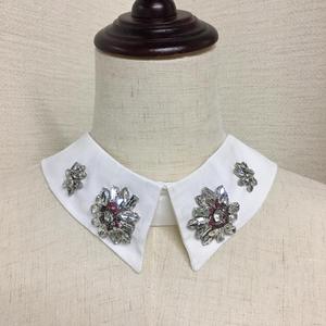 Blusa elegante para mujer con cuello de diamantes de imitación 3D desmontable Nueva moda Técnica DE COSER Estilo bordado - Product Image 1