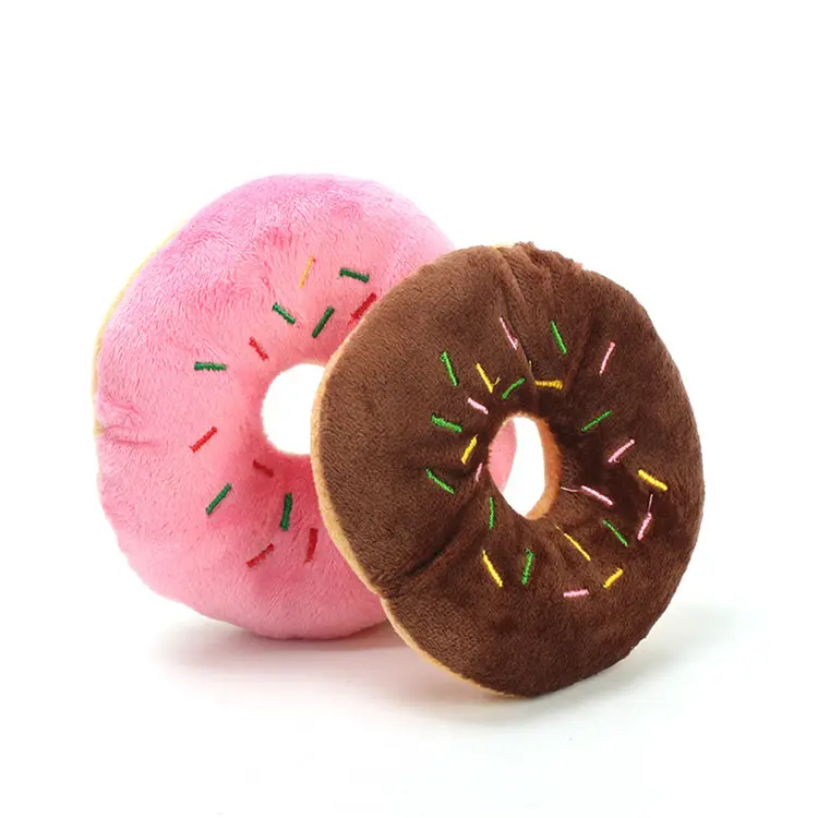 סופגנייה בצורת חיות מחמד צעצוע קטיפה ממולא חורק אקו כלב donut צעצוע