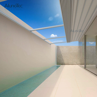 Auvent rétractable motorisé imperméable à l'eau pour mur, pergola avec éclairage LED pour couloir de maison
