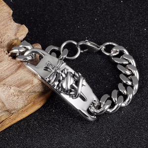 Pulsera de acero inoxidable la Cruz de los hombres de la pulido <span class=keywords><strong>Cadena</strong></span> de Plata Enlace de bicicletas - Product Image 2