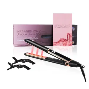 fast heating ceramic infrared hair straightener small size 2 in 1 hair flat iron for straightening and curling styling tools