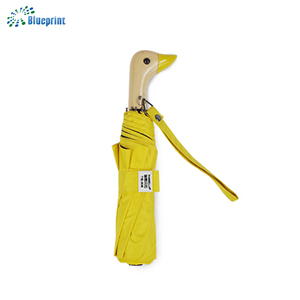 Ombrello Compatto da 21 Pollici con Apertura Manuale, Manico in Legno Giallo, Ombrello Pieghevole in 3 Sezioni - Product Image 5