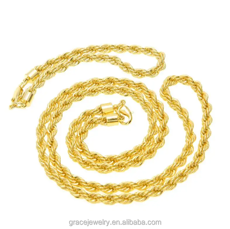 Mens Fashion Vogue Jewellery Chain Design Simple Gold 6mm Rope Chain Necklace
