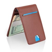 Dompet klip uang ramping pemblokir RFID, dompet pria saku depan, dompet klip uang ramping pemblokir RFID untuk pria, saku depan