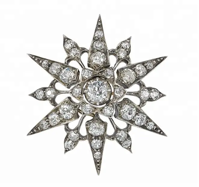 Personnalisé style Victorien vintage argent crystal star broche <span class=keywords><strong>broches</strong></span> avec antique