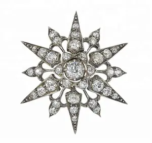Victorian style vintage argento stella di cristallo spilla pin