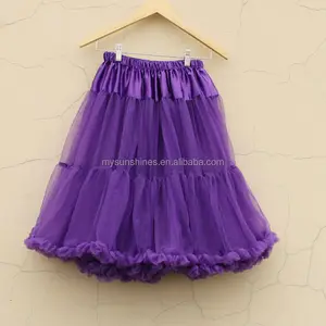 Groothandel 3-Layered Volwassen Pettiskirt Petticoat Geplooid Chiffon Paars Vrouwen Lange Rok