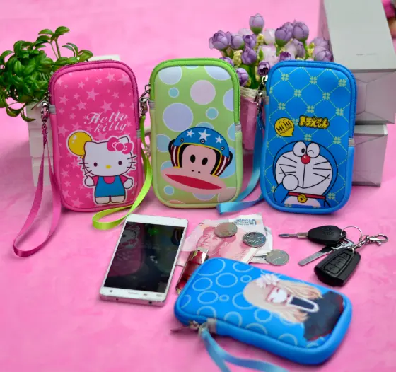 Custom printed cute multifunctional mobile phone bag / coin purse / key pouch /wallet case