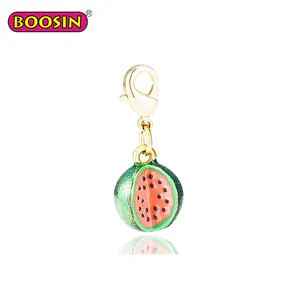 Wholesale hot color watermelon, strawberry, pineapple alloy metal fruit enamel charm pendant with children