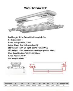 Séchoir <span class=keywords><strong>à</strong></span> <span class=keywords><strong>linge</strong></span> électrique automatique de luxe en aluminium pour balcon intérieur, avec télécommande et éclairage LED - Product Image 5